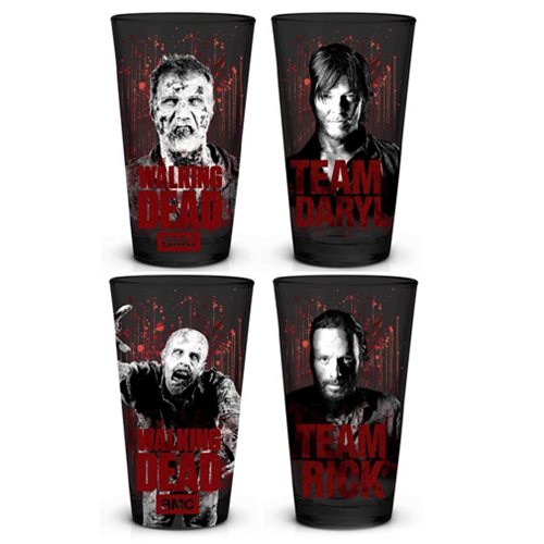 The Walking Dead Black & White & Red Pint Glass 4-Pack
